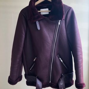 Zara Burgundy Oversized Faux Leather Jacket